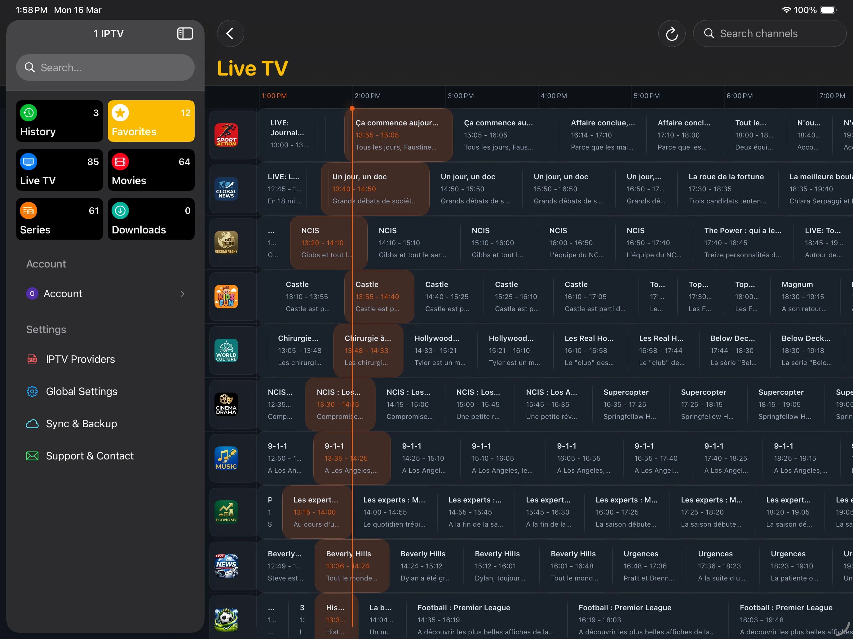 1IPTV favorites and playlist management