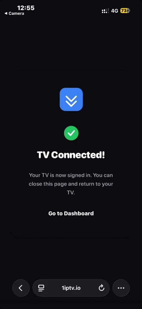 Mobile TV Connected confirmation